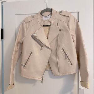 BCBG Generation pale pink moto style jacket with lace detail